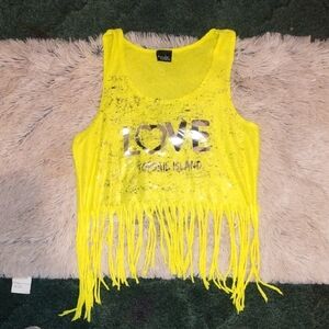 Yellow Fringe Tank Top